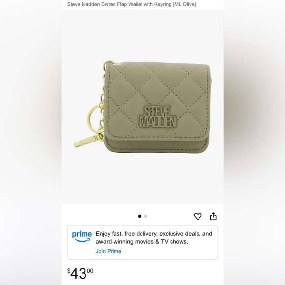 New Steve Madden Bwren Wallet, 2 card holder, olive color, zip compartment - Picture 2 of 8